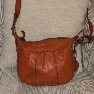 Fossil Talita Burnt Orange Leather Crossbody Bag